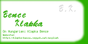 bence klapka business card